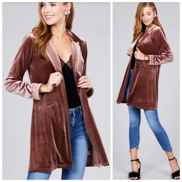 Jackets & Blazers - Long Velvet Blazer Jacket Size L